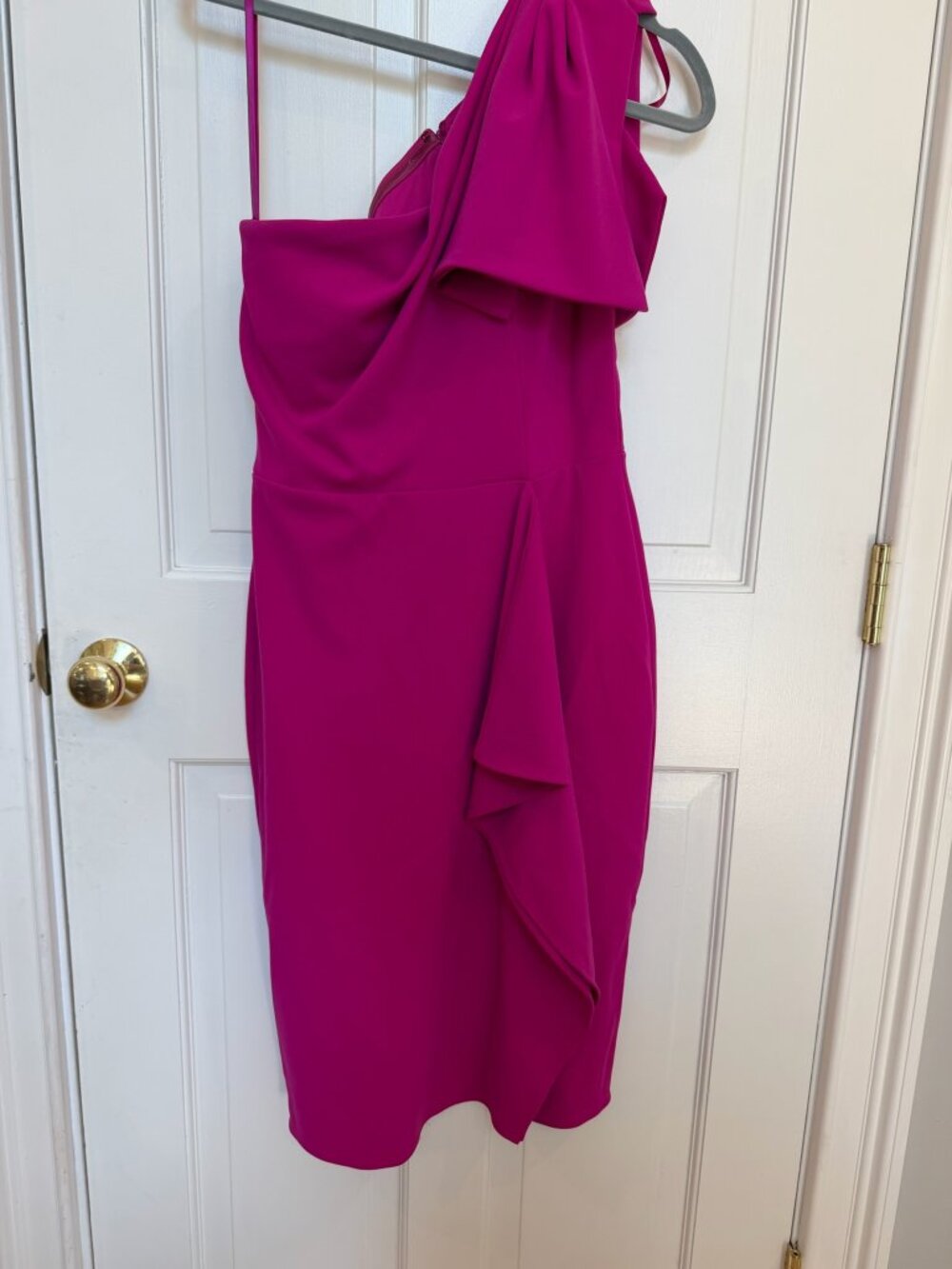 Betsy & Adam Fuschia, One-Shoulder Cocktail Dress, Size 8